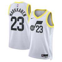 Lauri Markkanen Utah Jazz Basketball Jersey, White Swingman Sportswear Jersey Shirt, Sleeveless Athletic Tank Jersey, Casual Gift for Men