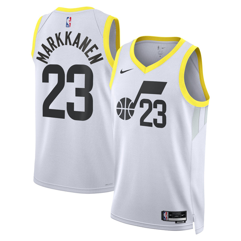 Lauri Markkanen Utah Jazz Basketball Jersey, White Swingman Sportswear Jersey Shirt, Sleeveless Athletic Tank Jersey, Casual Gift for Men