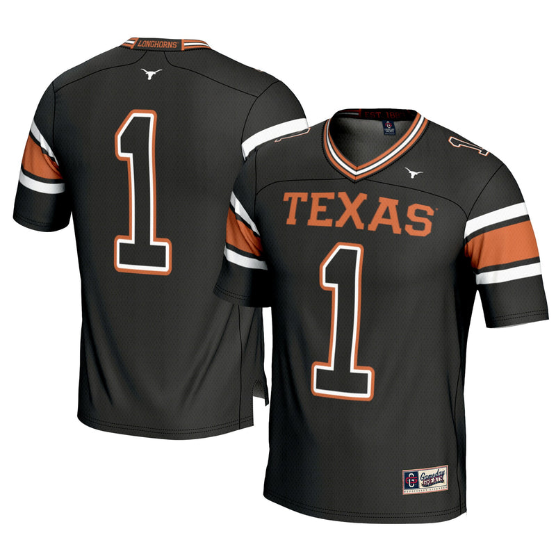 Texas Longhorns Football Jersey, Black Sportswear Jersey Shirt, Lightweight Breathable Athletic Jersey, Casual Gift for Men, Style 200425348