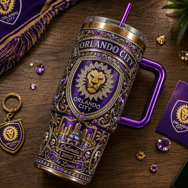 ORL Crest in Purple and Gold - Ornate Jewelled Tumbler - main