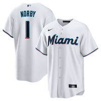 Connor Norby Miami Marlins Baseball Jersey, White Replica Sportswear Jersey Shirt, Lightweight Breathable Athletic Jersey, Casual Gift for Men