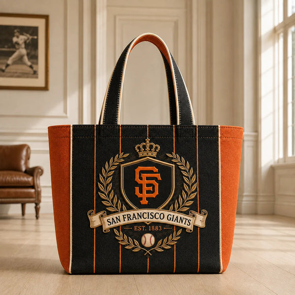 SF Heritage Crest - Pinstripe Tote in Black and Orange - main