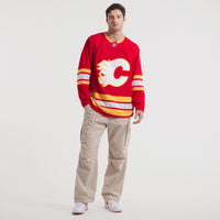 Calgary Flames Hockey Jersey, Red Premium Home Sportswear Jersey Shirt, Long Sleeve Hockey Sweater Jersey, Casual Gift for Men, Style 202015693