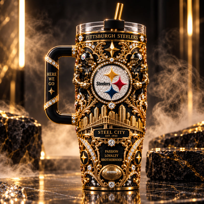 PIT Steel City Heritage - Ornate Gold Emblem Tumbler