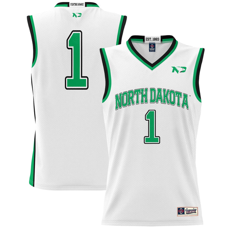North Dakota Basketball Jersey, White Fashion Lightweight Sportswear Jersey Shirt, Sleeveless Athletic Tank Jersey, Casual Gift for Men
