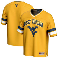 West Virginia Mountaineers Spirit Football Jersey, Gold Sportswear Jersey Shirt, Lightweight Breathable Athletic Jersey, Casual Gift for Men