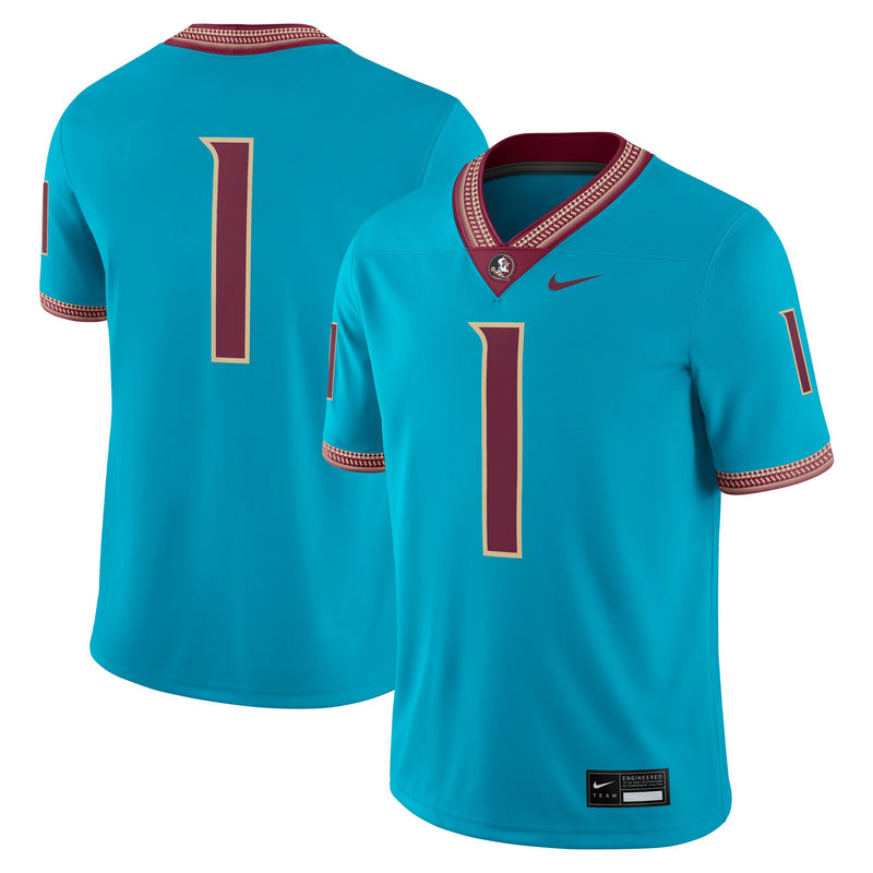 Turquoise Florida State Seminoles Football Jersey, Game Sportswear Jersey Shirt, Lightweight Breathable Athletic Jersey, Casual Gift for Men