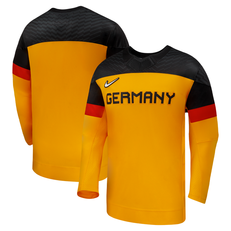 Germany Hockey Jersey, Gold Replica Away Sportswear Jersey Shirt, Long Sleeve Hockey Sweater Jersey, Casual Gift for Men