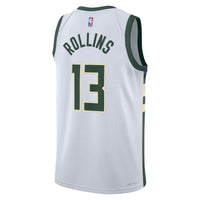 Ryan Rollins Milwaukee Bucks Basketball Jersey, White Swingman Sportswear Jersey Shirt, Sleeveless Athletic Tank Jersey, Casual Gift for Men