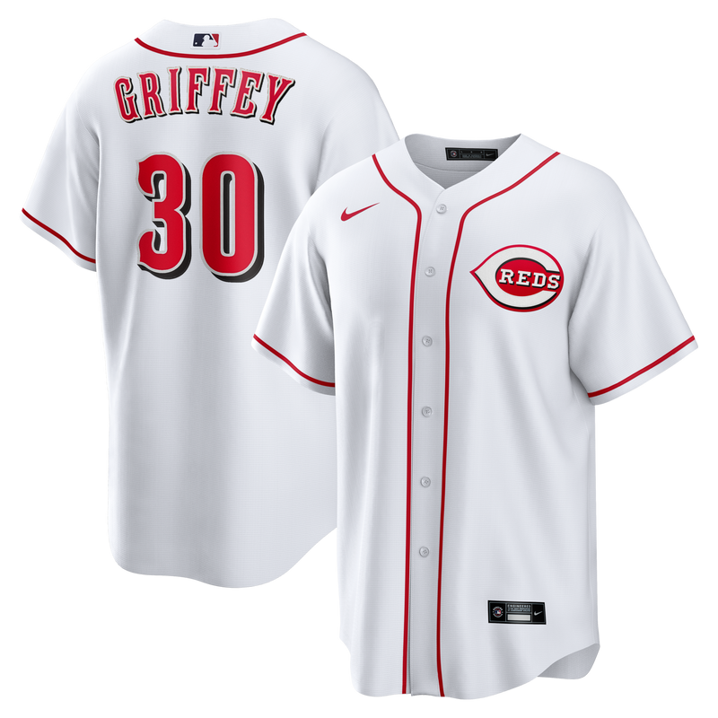 Ken Griffey Jr. Cincinnati Reds Baseball Jersey, White Sportswear Jersey Shirt, Lightweight Breathable Athletic Jersey, Casual Gift for Men