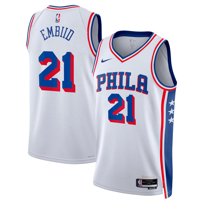 Joel Embiid Philadelphia 76ers Basketball Jersey, White Swingman Sportswear Jersey Shirt, Sleeveless Athletic Tank Jersey, Casual Gift for Men