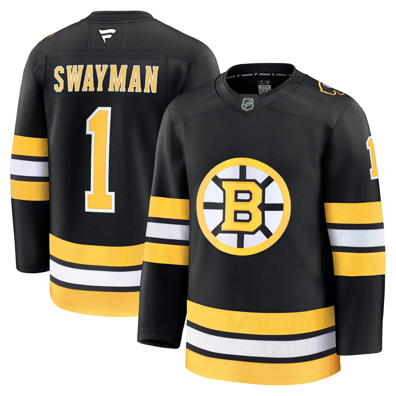 Jeremy Swayman Boston Bruins Hockey Jersey, Black Premium Home Sportswear Jersey Shirt, Long Sleeve Hockey Sweater Jersey, Casual Gift for Men
