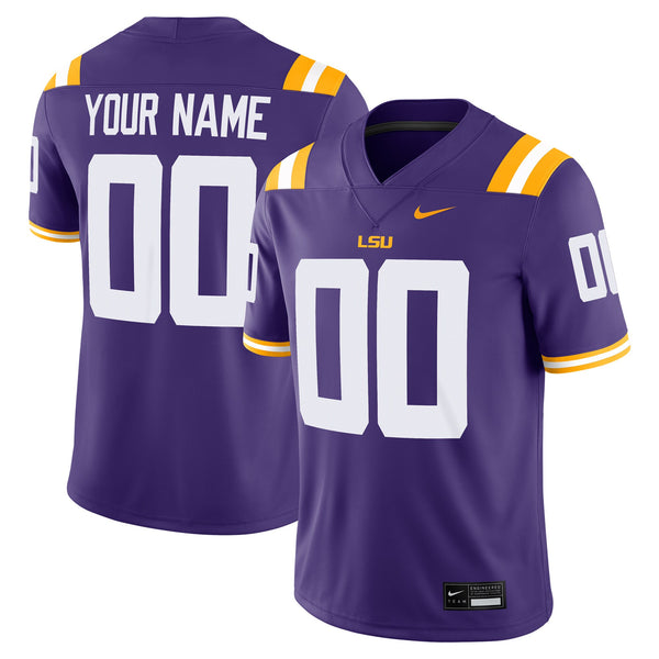 LSU Tigers Custom Football Game Jersey - Purple