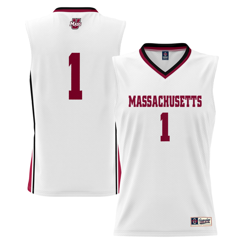 UMass Minutemen Basketball Jersey, White Lightweight Sportswear Jersey Shirt, Sleeveless Athletic Tank Jersey, Casual Gift for Men