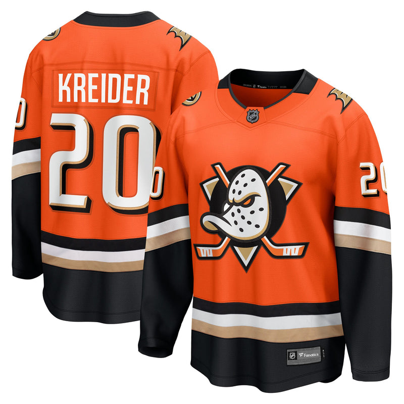 Chris Kreider Anaheim Ducks Hockey Jersey, Orange Breakaway Home Sportswear Jersey Shirt, Long Sleeve Hockey Sweater Jersey, Casual Gift for Men