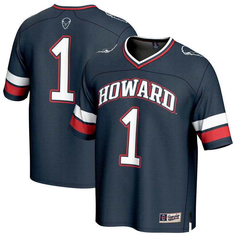 Howard Bison Collegiate Football Jersey, Navy Fashion Sportswear Jersey Shirt, Lightweight Breathable Athletic Jersey, Casual Gift for Men