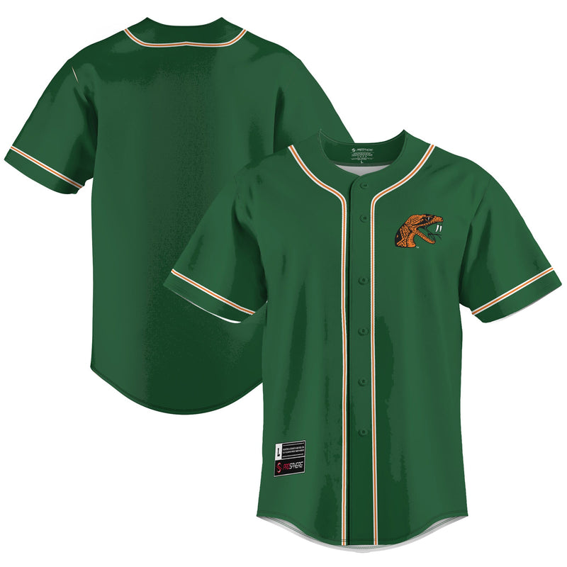 Florida A&M Rattlers Lightweight Baseball Jersey, Green Sportswear Jersey Shirt, Lightweight Breathable Athletic Jersey, Casual Gift for Men
