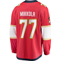 Niko Mikkola Florida Panthers Hockey Jersey, Red Breakaway Sportswear Jersey Shirt, Long Sleeve Hockey Sweater Jersey, Casual Gift for Men