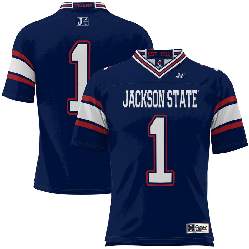 Jackson State Tigers Football Jersey, Navy Sportswear Jersey Shirt, Lightweight Breathable Athletic Jersey, Casual Gift for Men, Style 200425271