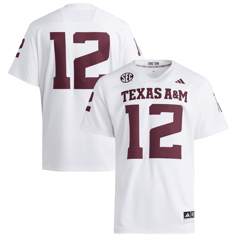 Texas A&M Aggies Football Jersey, White Sportswear Jersey Shirt, Lightweight Breathable Athletic Jersey, Casual Gift for Men, Style 202538842