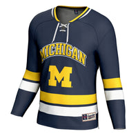 Michigan Wolverines Spirit Hockey Jersey, Navy Sportswear Jersey Shirt, Long Sleeve Hockey Sweater Jersey, Casual Gift for Men