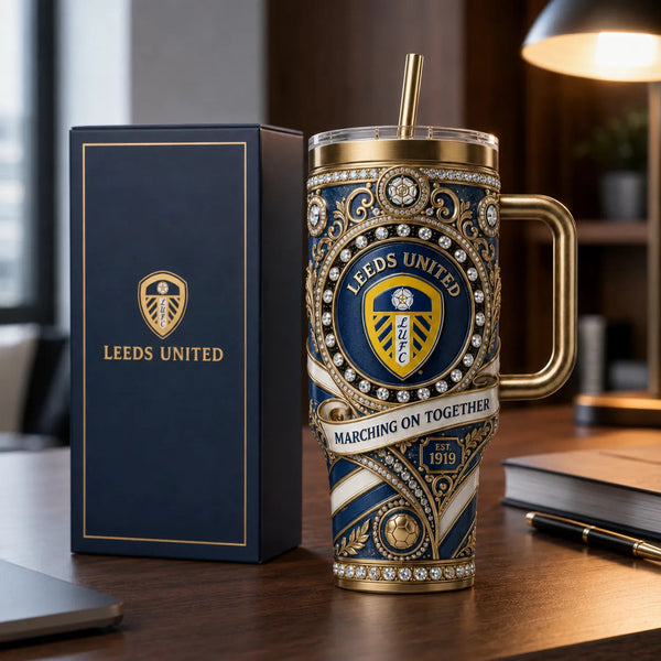 LUFC Heritage Crest - Ornate Navy and Gold Tumbler - main