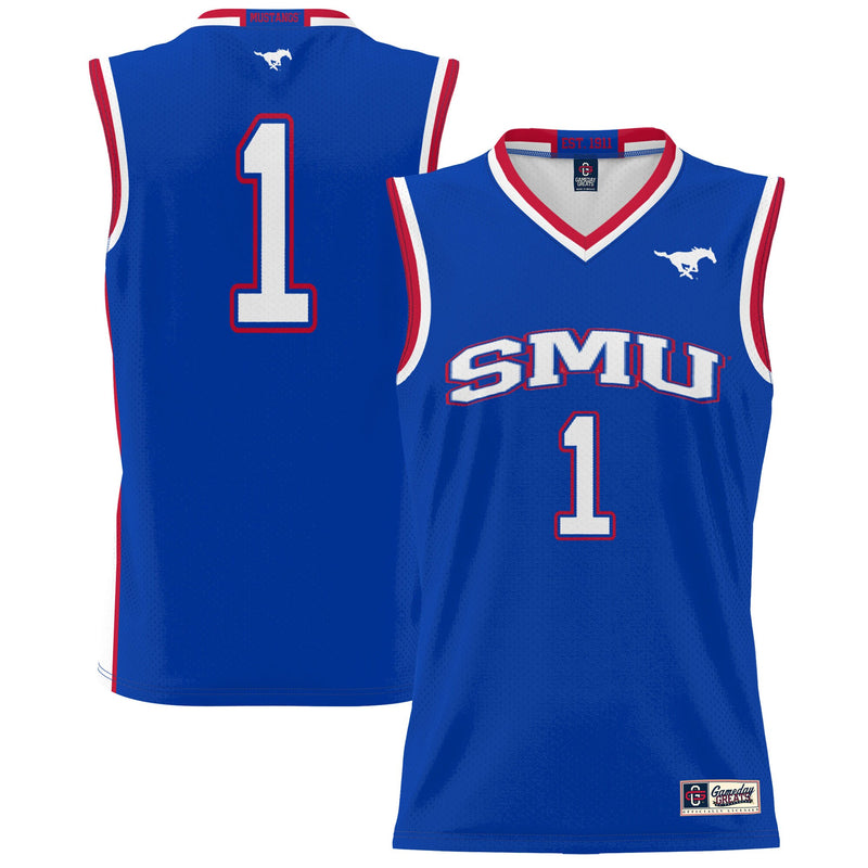 SMU Mustangs Basketball Jersey, Royal Lightweight Sportswear Jersey Shirt, Sleeveless Athletic Tank Jersey, Casual Gift for Men