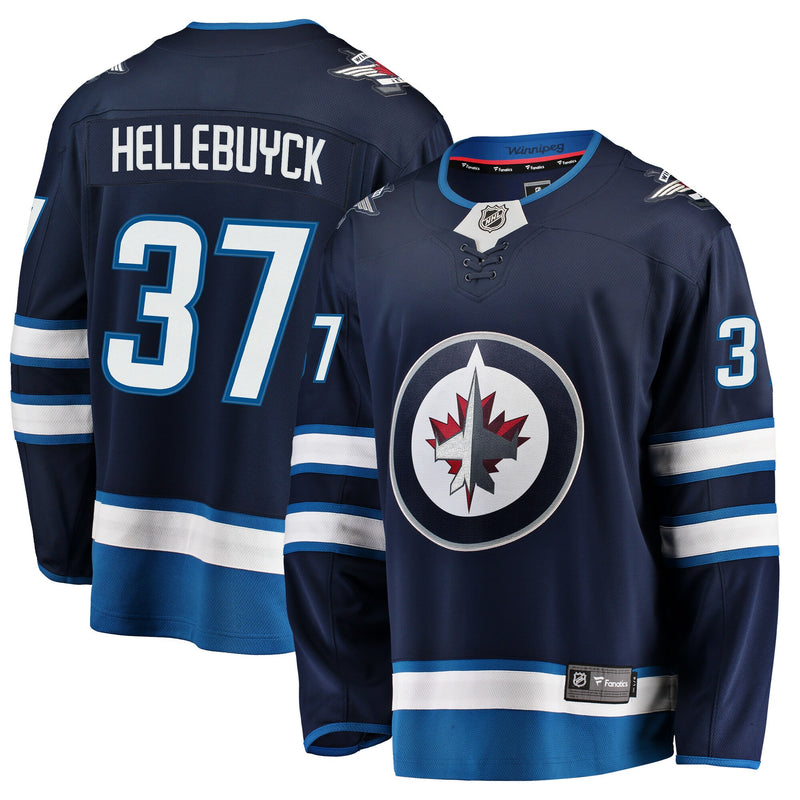 Connor Hellebuyck Winnipeg Jets Hockey Jersey, Navy Replica Sportswear Jersey Shirt, Long Sleeve Hockey Sweater Jersey, Casual Gift for Men