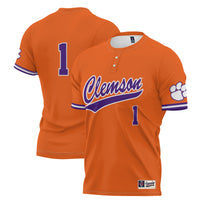 Clemson Tigers Lightweight Softball Jersey, Orange Sportswear Jersey Shirt, Lightweight Breathable Athletic Jersey, Casual Gift for Men
