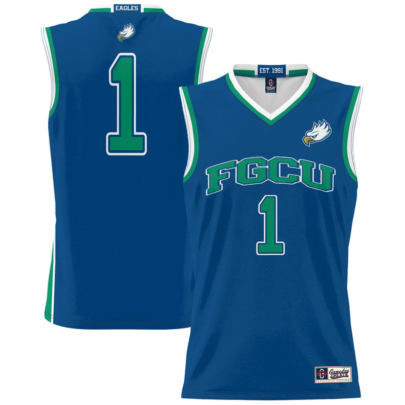 Florida Gulf Coast Eagles Basketball Jersey, Blue Sportswear Jersey Shirt, Sleeveless Athletic Tank Jersey, Casual Gift for Men, Style 201164170