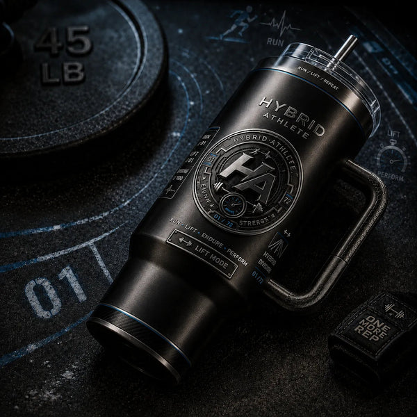 Hybrid Athlete - Monochrome Badge Composition on a Tumbler - main