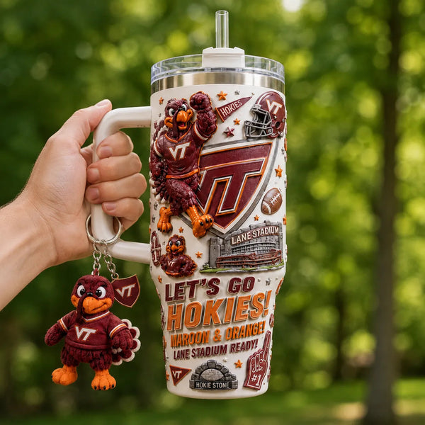 Let's Go Hokies - VT Game Day Tumbler in Maroon and Orange - main