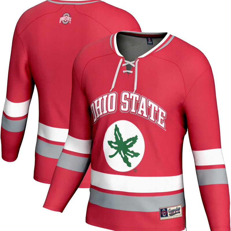 Ohio State Buckeyes Hockey Jersey, Scarlet Sportswear Jersey Shirt, Long Sleeve Hockey Sweater Jersey, Casual Gift for Men, Style 202016088