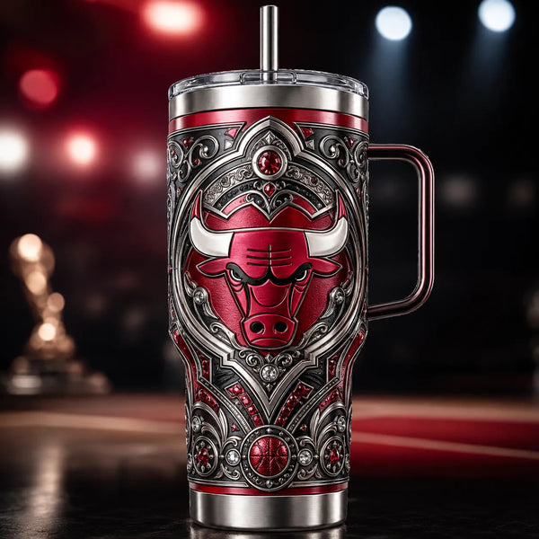 CHI Crest - Ornate Red and Silver Drinkware Statement - main