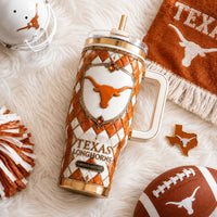 TEX Crest on Burnt Orange - Diamond Lattice Tumbler