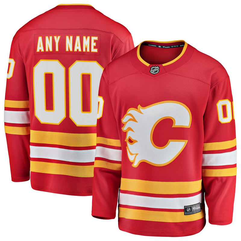 Calgary Flames Hockey Jersey, Red Breakaway Home Sportswear Jersey Shirt, Long Sleeve Hockey Sweater Jersey, Casual Gift for Men, Style 3273704