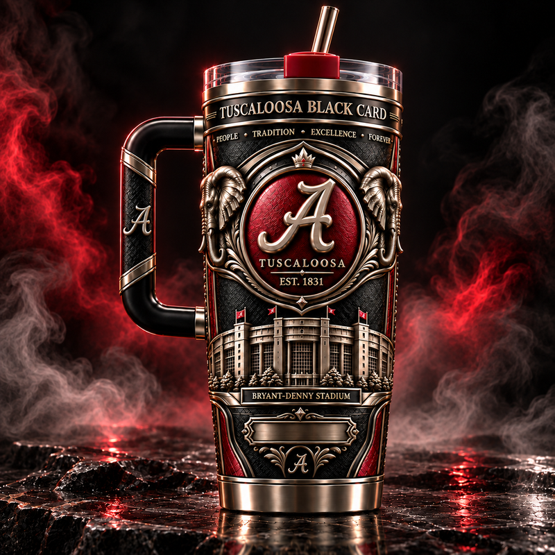 ALA Black Card - Crimson Crest and Bronze Relief Tumbler