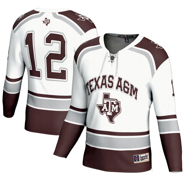 #12 Texas A&M Aggies Hockey Fashion Jersey – White
