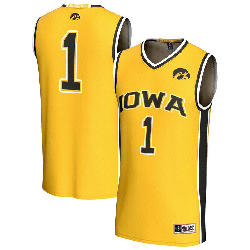 Iowa Hawkeyes Basketball Jersey, Gold Fashion Lightweight Sportswear Jersey Shirt, Sleeveless Athletic Tank Jersey, Casual Gift for Men