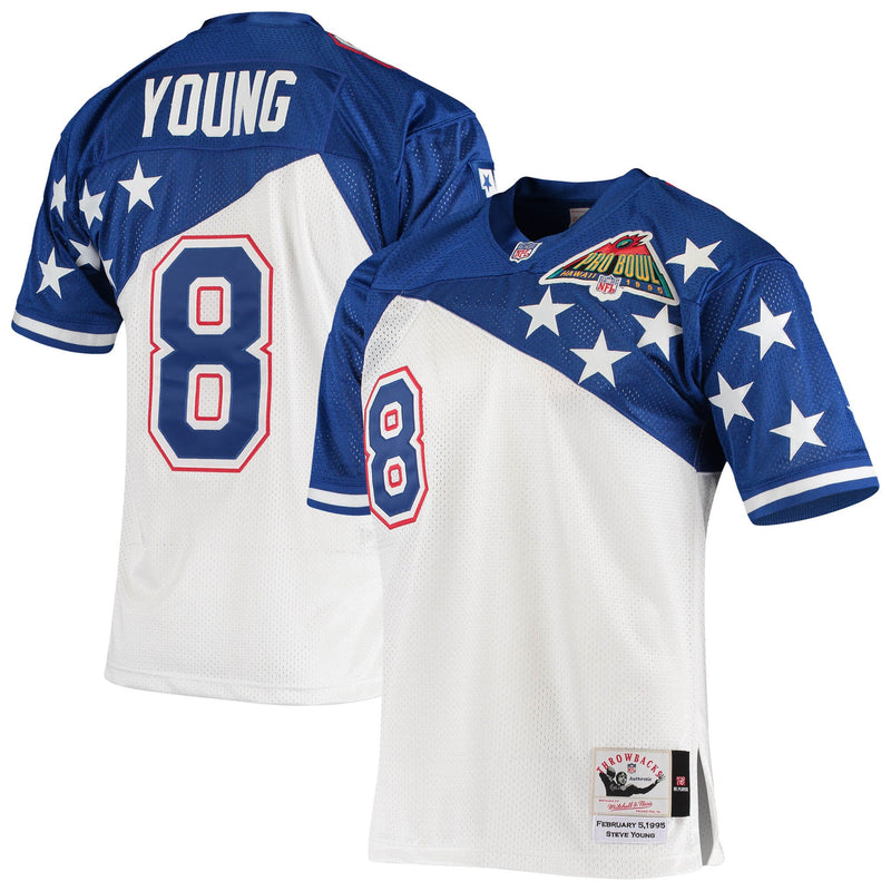 NFC Steve Young White/Blue 1994 Pro Bowl Authentic Football Jersey, Sportswear Jersey Shirt, Lightweight Athletic Jersey, Casual Gift for Men