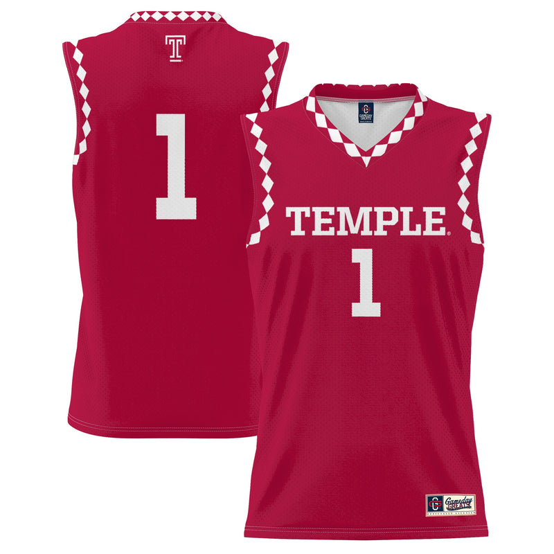 Temple Owls Basketball Jersey, Red Fashion Sportswear Jersey Shirt, Sleeveless Athletic Tank Jersey, Casual Gift for Men