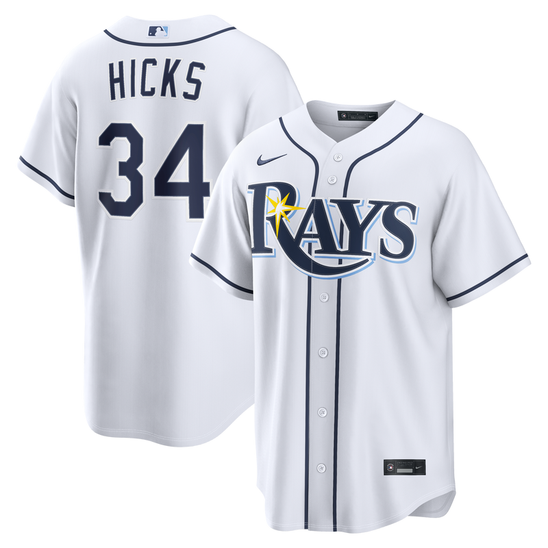 Liam Hicks Tampa Bay Rays Baseball Jersey, White Replica Sportswear Jersey Shirt, Lightweight Breathable Athletic Jersey, Casual Gift for Men