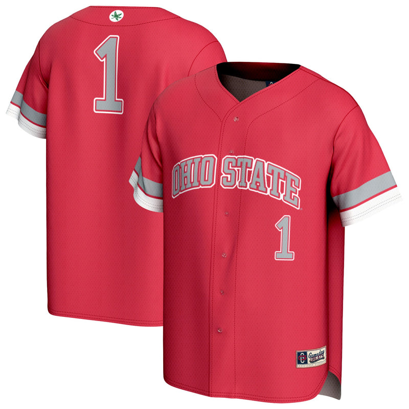Ohio State Buckeyes Baseball Jersey, Scarlet Fashion Sportswear Jersey Shirt, Lightweight Breathable Athletic Jersey, Casual Gift for Men