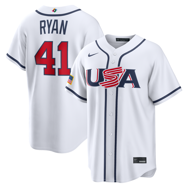 Joe Ryan USA Baseball Jersey, White Home Classic Sportswear Jersey Shirt, Lightweight Breathable Athletic Jersey, Casual Gift for Men
