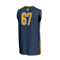 West Virginia Mountaineers Basketball Jersey, Navy Lightweight Sportswear Jersey Shirt, Sleeveless Athletic Tank Jersey, Casual Gift for Men