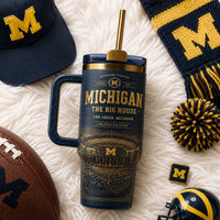 MICH and The Big House - Navy and Gold Stadium Tumbler