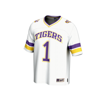 LSU Tigers Collegiate Football Jersey, White Fashion Sportswear Jersey Shirt, Lightweight Breathable Athletic Jersey, Casual Gift for Men