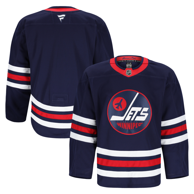 Winnipeg Jets Hockey Jersey, Navy Authentic Alternate Sportswear Jersey Shirt, Long Sleeve Hockey Sweater Jersey, Casual Gift for Men