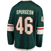Jared Spurgeon Minnesota Wild Hockey Jersey, Green Breakaway Sportswear Jersey Shirt, Long Sleeve Hockey Sweater Jersey, Casual Gift for Men