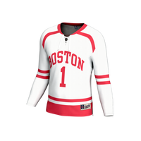 Boston University Hockey Jersey, White Fashion Lightweight Sportswear Jersey Shirt, Long Sleeve Hockey Sweater Jersey, Casual Gift for Men